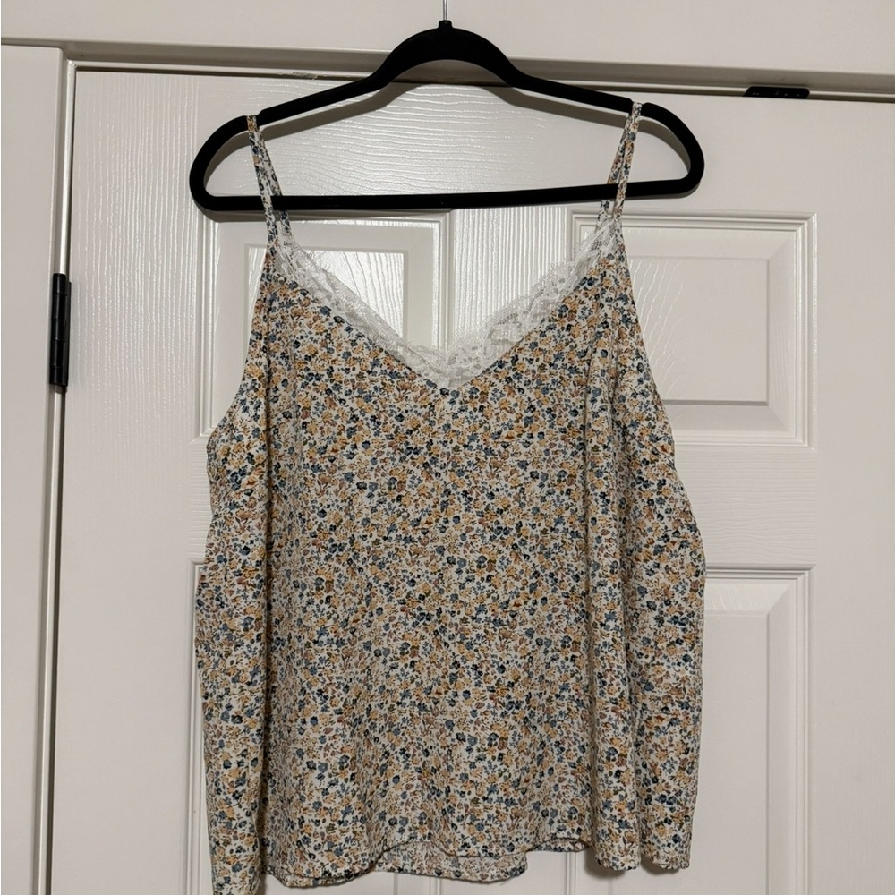 Floral Lace Trim Cami Top